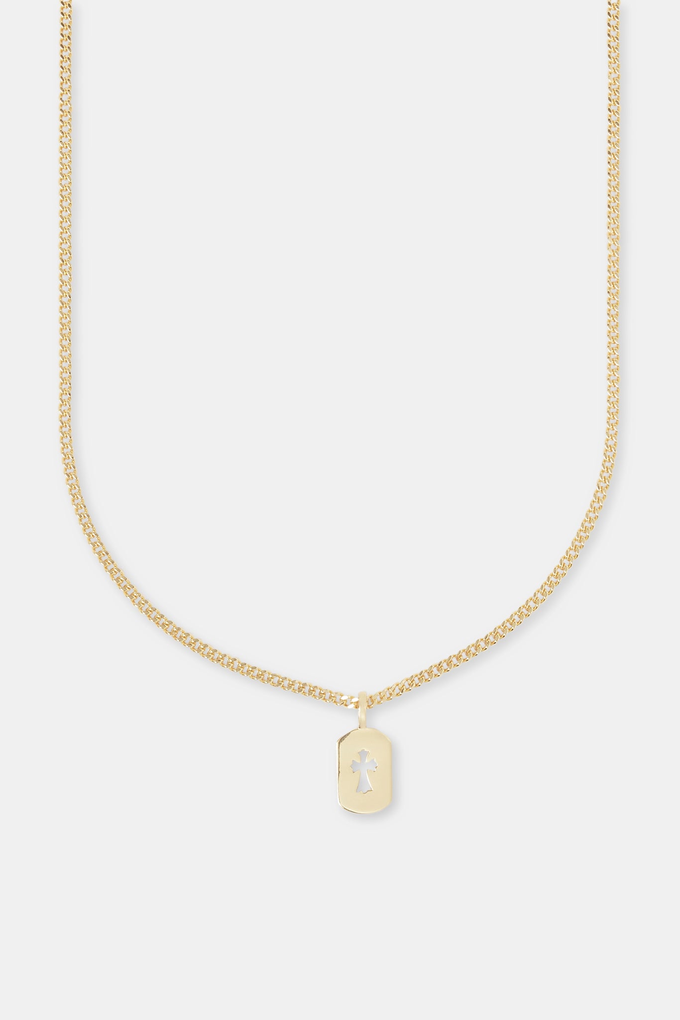 Polished Cross Outline Necklace - 15mm - Gold